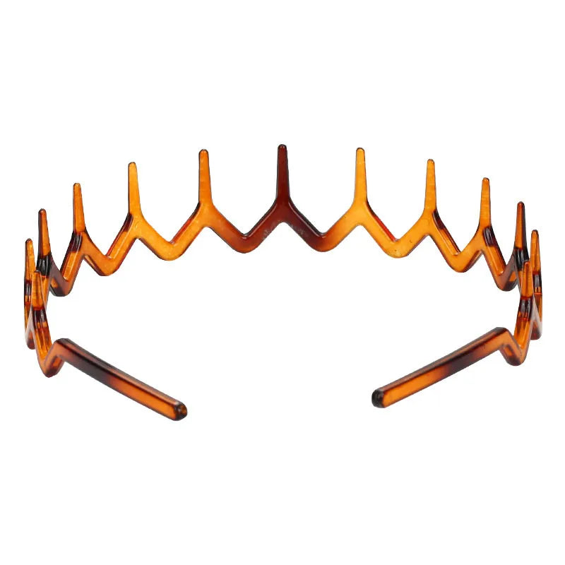 2pcs/set Black amber wave long teeth headband Anti-fall resin plastic with teeth non-slip headband for men and women face wash h