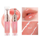 Lip Repair Plumping Lip Gloss, Metal Massage Wand Hydrating Mirror Glass Lip Oil, Waterproof Non-sticky Shiny Lip Tint