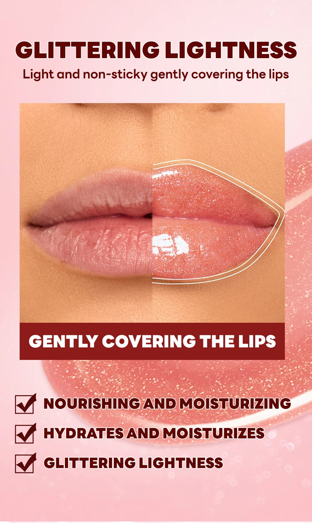 Qibest 8 Colors Moisturizing Diamond Shimmer Glitter Lip Gloss Makeup Sparkling Glitter Liquid Lipstick Pearl Lipgloss Tint