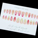24pcs wearable false nail kit, randomly shipped; almond-shaped pearl starlight false nails; artistic flower press-on nails.