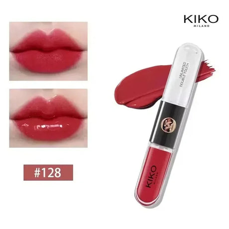 New Kiko Double Headed Lipstick Transparent Mirror Lip Gloss Non Fading Oil Sexy Rich Lip Gloss Milk Tea Bean Paste Naked Makeup