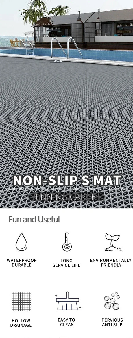 Waterproof Non Slip Floor Mats Plastic PVC Kitchen Bathroom Outdoor Pool Dirt Resistant Foot Mats Carpet For Home