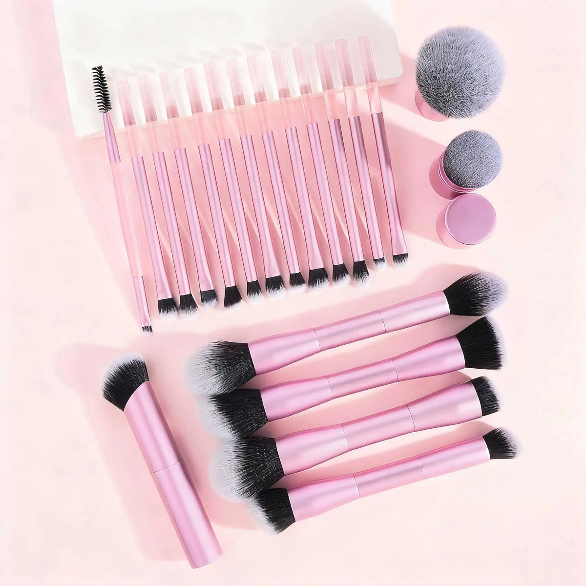 20pcs/set Pro Makeup Brushes Double Ended Foundation Concealers Blush Eye Shadows Brush for Liquid Cream Powder Blending