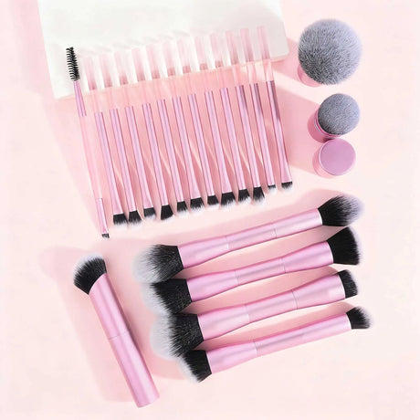 20pcs/set Pro Makeup Brushes Double Ended Foundation Concealers Blush Eye Shadows Brush for Liquid Cream Powder Blending