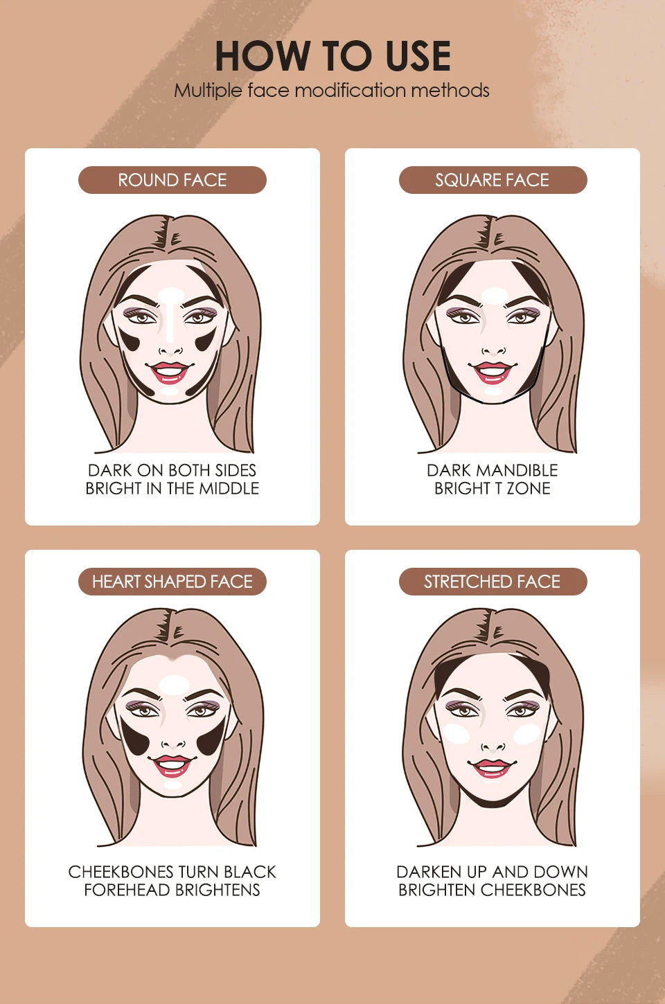 O.TWO.O Double Head Contour Concealer Stick Waterproof Matte Finish Brighten Highlighters Contouring Pen For Face Makeup