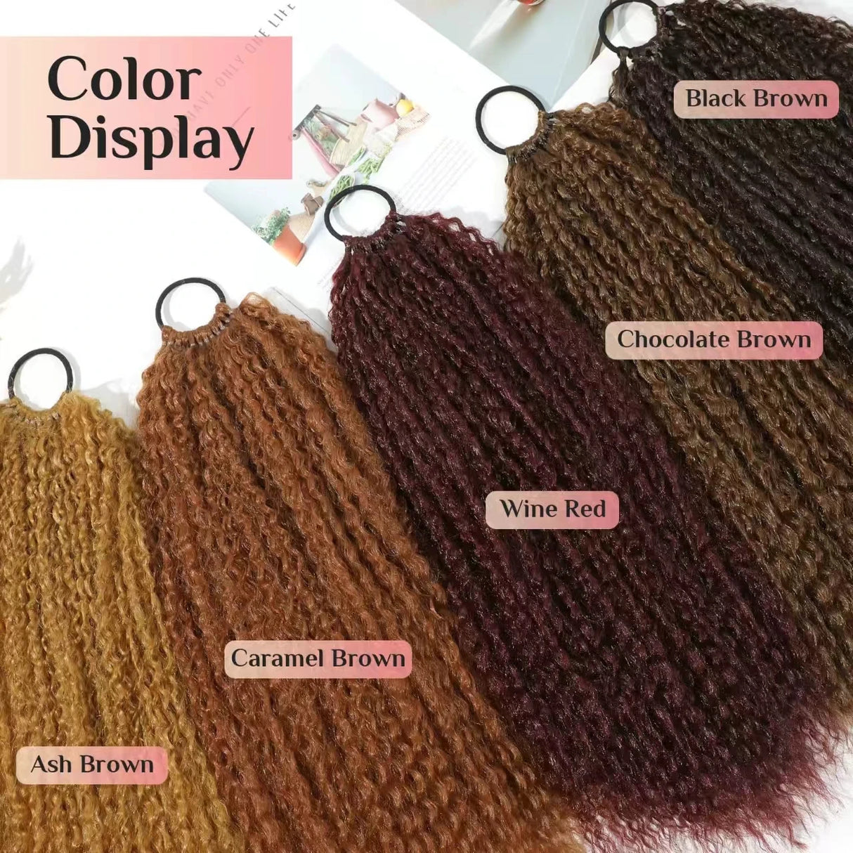 Synthetic wig Long curly hair fluffy explosive head corn whisker ponytail for women