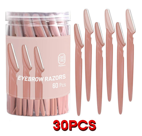 Eyebrow Trimmer 12/30/40/66PCS Brown Eyebrow Razor Safe Face Body Hair Removal Shaver Blades Woman Eyebrow Shaping Knife Razors