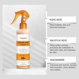 Exfoliating Kojic Acid Turmeric Spray Gently Peeling Solution Hydrating Skin Brightening Mist for Smooth Skin Back & Foot Care