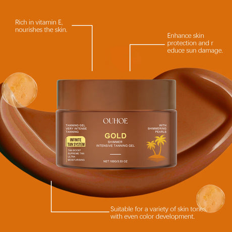 Bronzing Golden Shimmer 2-in-1 Tanning Gel,Instant Diamond Glow,Caffeine Delivers Lifting&Firming Effects To Visibly,Hydration Barrier,Instant After Sun Repair Care,Anti Aging&Blocks UV Induced Photoaging,Cooling Gel Texture,