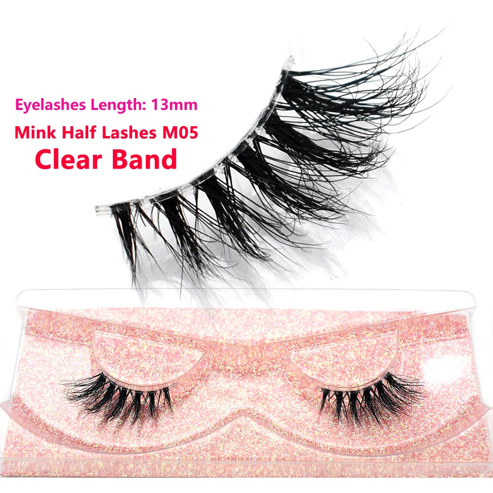 Half Lashes Mink Eyelashes Fluffy Soft False Eyelashes Wispy Cross Mink Eye Lashes Natural Short Mink Eyelash Extension Makeup