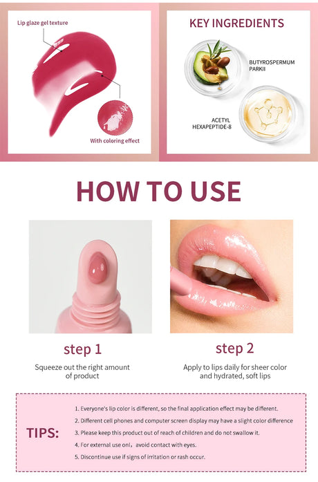 10ml Mirror Lip Glaze Moisturizes Jelly Lip Enrichment Oil Lasting Water Light Glass Lip Oil Remove Line Lip Protection Serum
