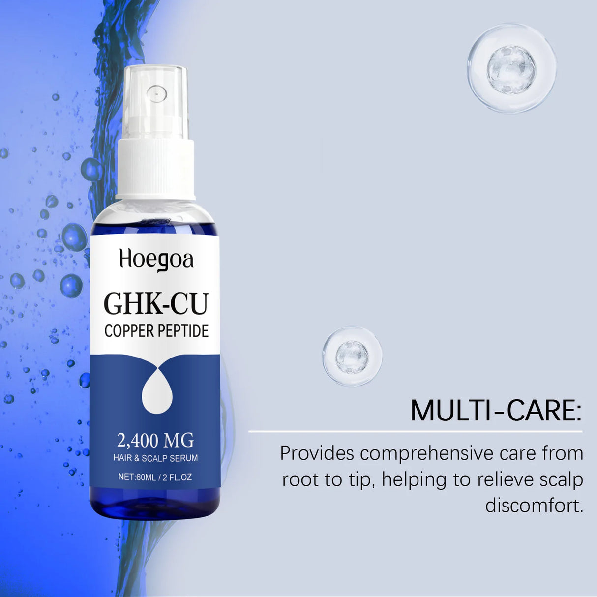 Ghk-Cu Copper Peptide for Hair Growth Scalp Serum Moisturizer Spray Fast-Absorbing Softness Shine Advanced Regrowth Treatment
