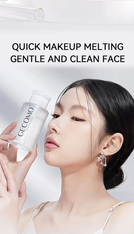 GECOMO Hyaluronic acid makeup remover-3-in-1 Eye, Lip, and Face Cleanser，Gentle, Suitable for Sensitive Skin, Pump Bottle