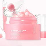Niacinamide Collagen PDRN Face Cream - Korean Pink Capsule Moisturizer, Non Greasy & Brightening for Uneven Skin Tone