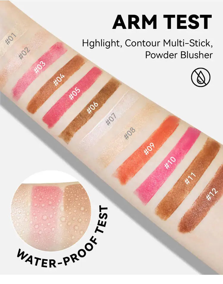 MLSMILE Highlight Contour 3-pack For 3D Makeup Brightening Skin Tone Face Blush Stick 3 Pcs Set 2025 New