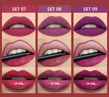 QIBEST 3pcs/set Liquid Lipstick+Lip Liner Lasting Black Brown Purple Red Matte Lip Gloss Nude Lip Stain Tint Makeup Lip Pencil