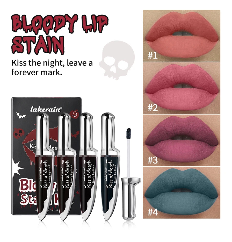 Lakerain Fake Bloody Lip Stain Gel-like Waterproof Spill-proof Long Lasting Matte Lip Tinting Halloween Party Lip Cosmetics