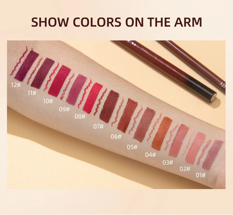 QIBEST Matte Nude Lipstick Pen Long Lasting Lipliner Lip Pencil Waterproof Lip Liner Contour Sexy Red Lip Makeup Set For Women