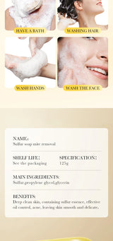 1/2pcs SADOER Sulfur Mite Removing Facial Soap Universal Handmade Soap for Body Face Wash Foam Moisturizing Facial Cleanser