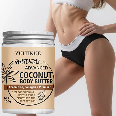Advanced Coconut Body Butter 100g - Creamy Texture for Easy Absorption, Deeply Moisturizes & Smooths Dry Skin