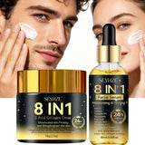 SEYHZE 8in1 Hydrating Facial Serum & Tightening Cream Set 2pcs Skincare Kit with Niacinamide Collagen Ceramides Aloe + Snow Aloe