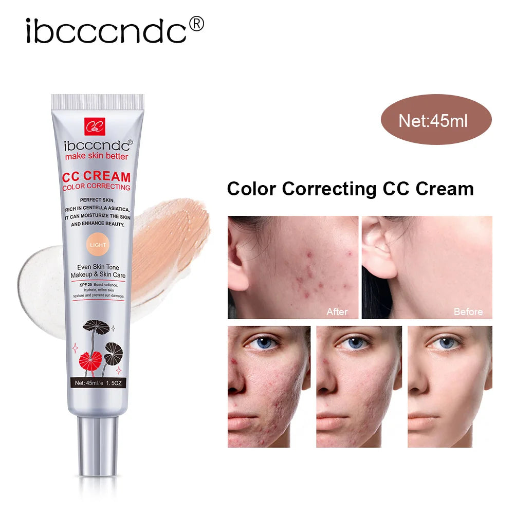 45ml Color Correcting CC Cream Facial Centella Asiatica Repair BB Cream Natural Concealer Whitening Liquid Foundation Cosmetics