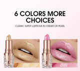6 Colors 3 in 1 Pearlescent Sparkling Lipstick Matte Glitter Waterproof Long Lasting Pearl Shine Lip Gloss Shimmer Sexy Makeup
