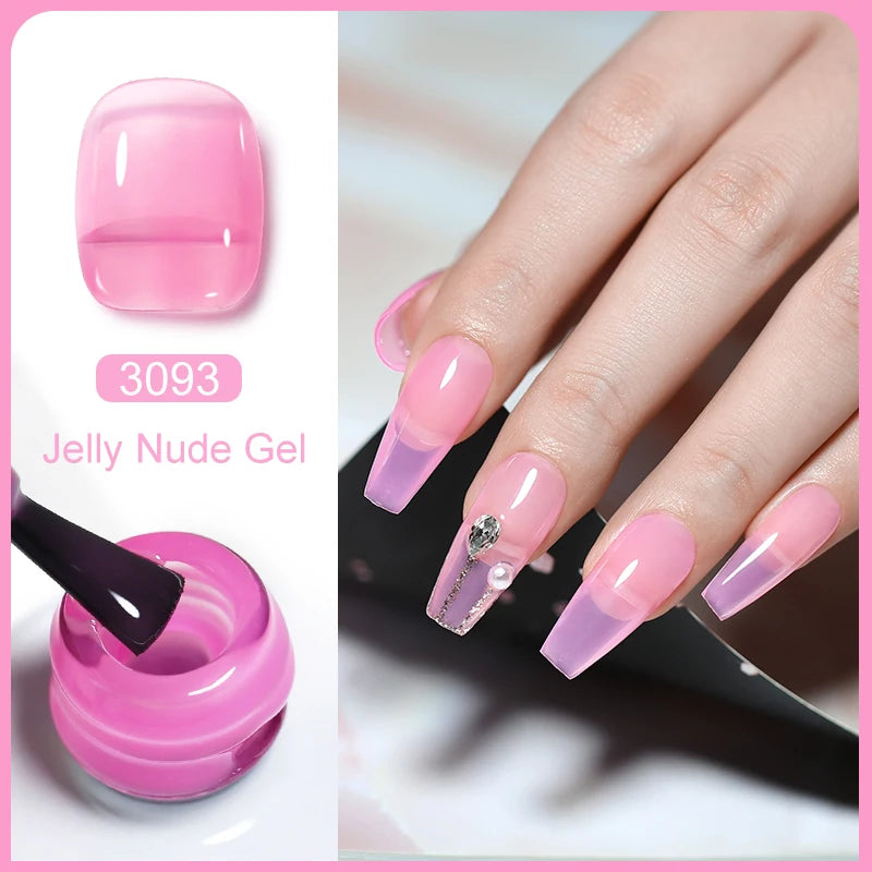 Clou Beaute Translucent Jelly Nude Pink Nail Gel Polish 15ml Vernis Semi Permanent Gel Colorful Varnish Nail Art Manicure Gel