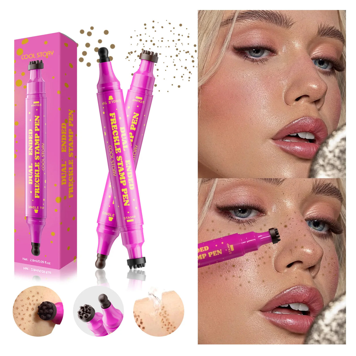 Double Eyeliner Freckles Pen All-in-One Natural Waterproof Lasting Seal Spot Pen Natural Simulation