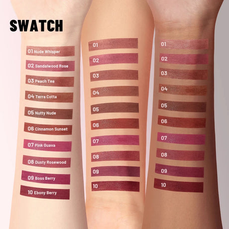 1pc Matte Velvet Lip Gloss, Highly Saturated Liquid Lip Mud, Non-Stick Long Lasting, All Skin Tones Compatible, 5 Shades Mixed P