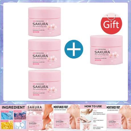 Sakura Foot Moisturizing Cream - Intensive Cracked Heel Repair, Urea 40% & Shea Butter, Overnight Renewal, For Dry Rough Feet