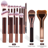A Set of 15 Makeup Brushes Including Foundation Brush, Highlighter Brush, Blush Brush, Powder Brush, Nose Contour Brush, Eyeshad