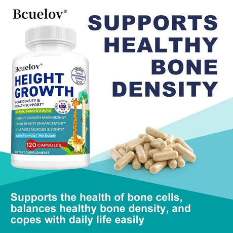 Natural Height Growth Capsules for Kids, Teens and Adults Zinc and Calcium Increase Peak Height Supplement Bone Strength