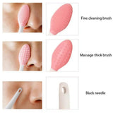 4PCS Random Silicone Face Cleansing Brush Nose Blackhead Remover Exfoliating Tool With Replacement Head