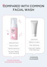 LAlKOU Japan Sakura Cleansing Mousse Facial Cleanser  Shrink Pores Deep Clean Oil Control Moisturizing Skin Care 100ml