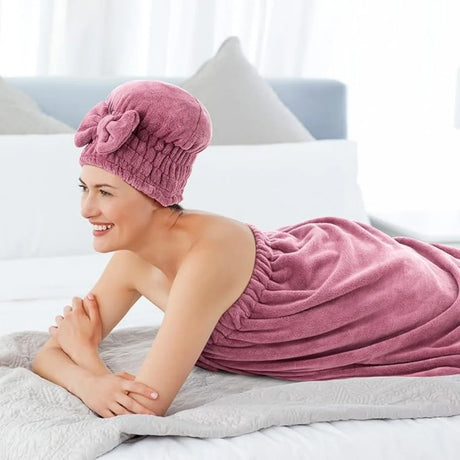 Womens Wrap Towel with Hair Towel Bath Towel Wrap Shower Dress Towel Spa Wraps for Women's Bathrobe