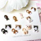 20Pcs Cartoon Cute Cat Head Butt Nail Art Charms Luminous Painting Small Fish Cat Resin Nail Decorations for DIY Hairpin Nails