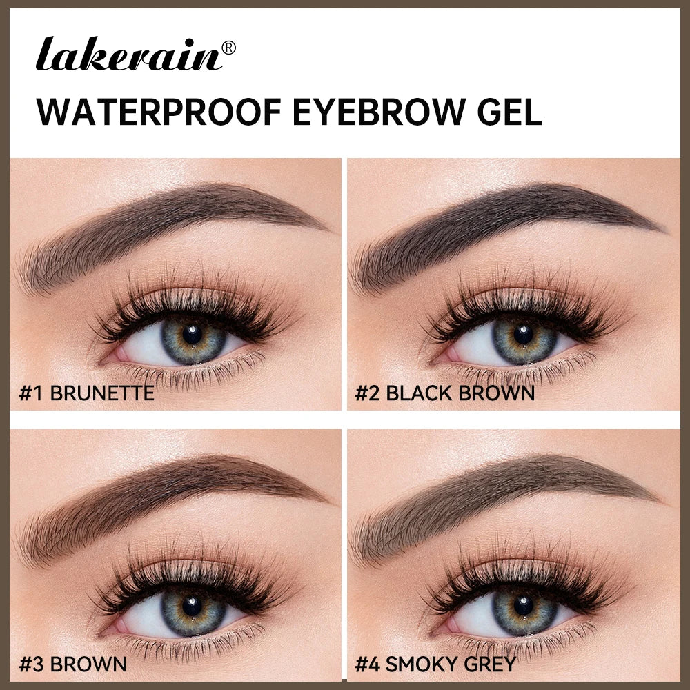 Lakerain Waterproof Eyebrow Gel Long Lasting Highly Pigmented Liquid Eyebrow Makeup Sweatproof Natural Black Brown