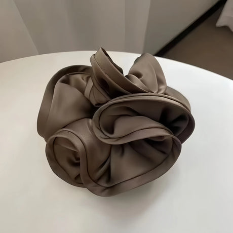 Korean Big Hair Tie Ribbon Scrunchies Satin Elastic Hair Band Bow Women Simple Temperament New Style  Ponytail Hair Accessories