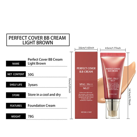 Perfect Cover Bb Cream Brightens Complexion Covering Skin Blemishes Lasting Lightweight Hydrates Moisturize Concealer Corrector