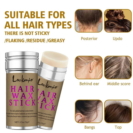 LOCKMIO Women Hair Wax Stick for Wigs Anti-frizz Flyaways Control Styling Wax Long-lasting Smooth Broken Back Hair Pomade Cream