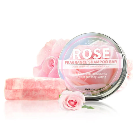 Pink Rose Essential Oil Shampoo Bar, Plant Extract Essence Deep Cleaning Hand Soap, Soft Shampoo and Hair Care Soap