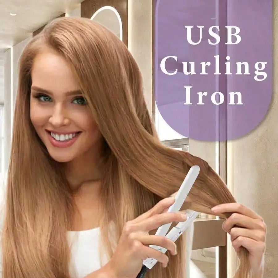 Small Flat Irons For Short Hair - Hair Curling Iron, Cordless Hair Straightener | USB Charging 2-Into-1 Curling Wand & Flat Iron Hair Styling Tool For Women Girls Travel Home