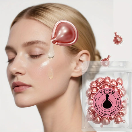 Niacinamide Facial Essence Capsules, Containing Retinol, Olive Fruit Oil, Gardenia Extract, Brighten Skin Tone, Moisturize and Hydrate, and Smooth and Soften Skin (0.5Gx30 Capsules)/Bag