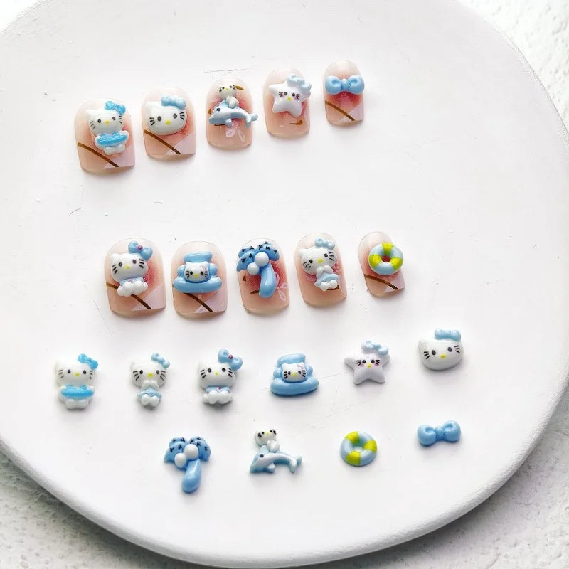 50PCS Nail Parts Charms Cute Cartoon Hello Kitty Nail Art Jewelry Decoration Phone Case Hairpin Manicure Press On Accessories