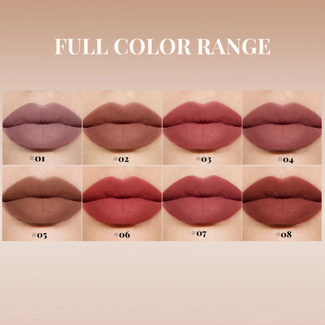DUNUF Matte Velvet Lip Gloss, 3D Plumping & Waterproof, Square Tube Lipstick, Easy Application, 8 Shades (All-in-One)