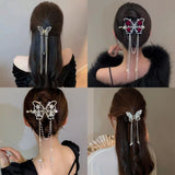 New Butterfly Tassel Pearl Grab Clip Twist Clip Is A Fashionable And Versatile Chinese-style Hair Accessory Hair Clips