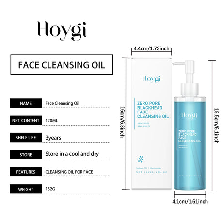 Hoygi 120ml Double Cleansing Gentle Makeup Remover for Face Eyes Soybean Oil Niacinamide No Residue Non Greasy Vegan Cleanser