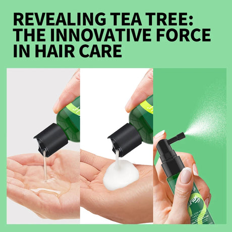Tea Tree Essence Shampoo Hair Conditioner Set Deep Cleaning Moisturizing Scalp Strengthening Nourish Shiny Anti Hair Loss Care