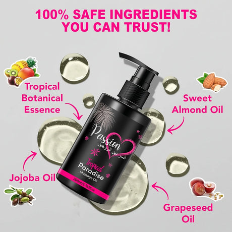 Paradise Massage Oil with Vitamins & Minerals - Nourish & Moisturize，body care massage oil Perfect for Couple Massage 200ml